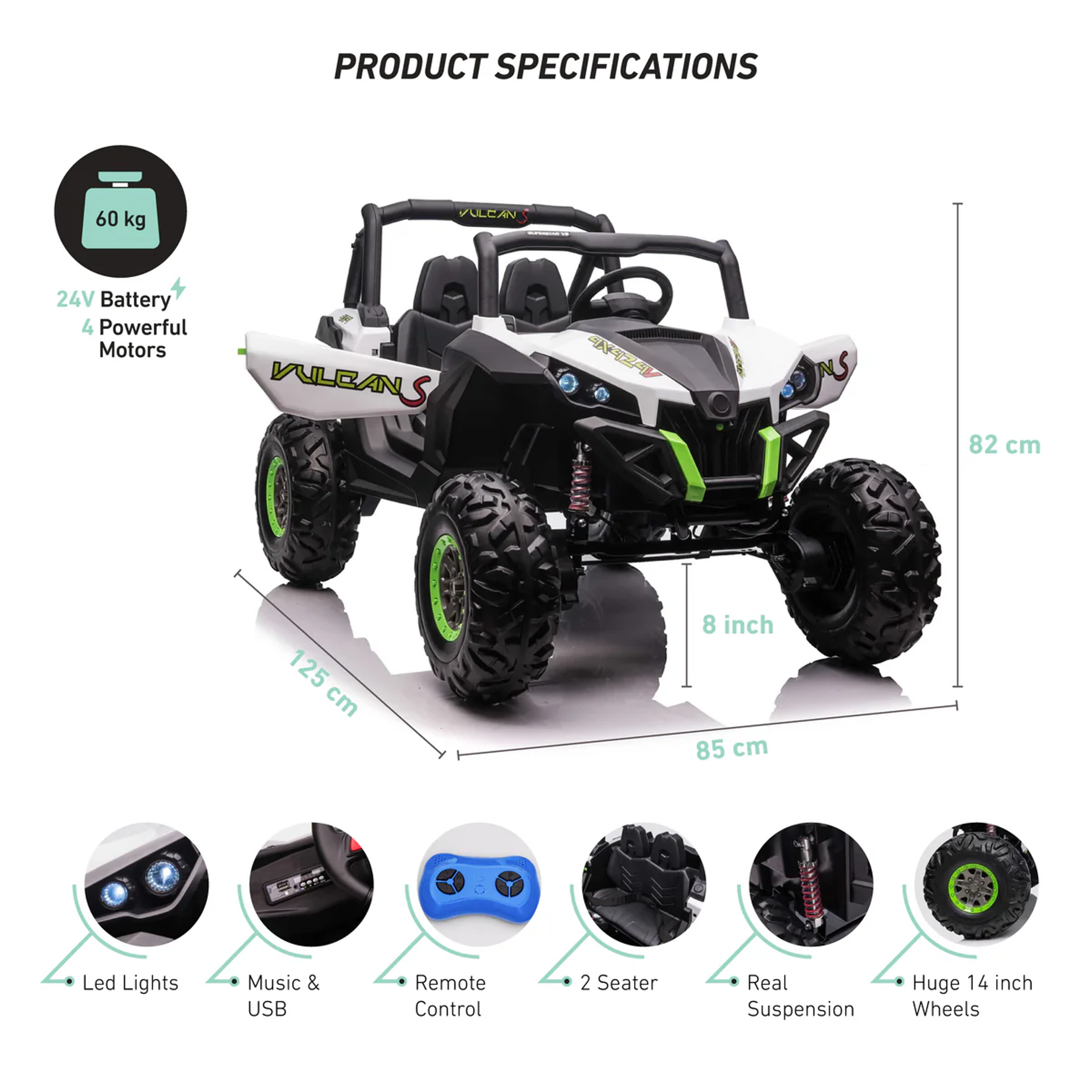The Vulcan S 24v 4wd Off Road UTV Ride On Buggy