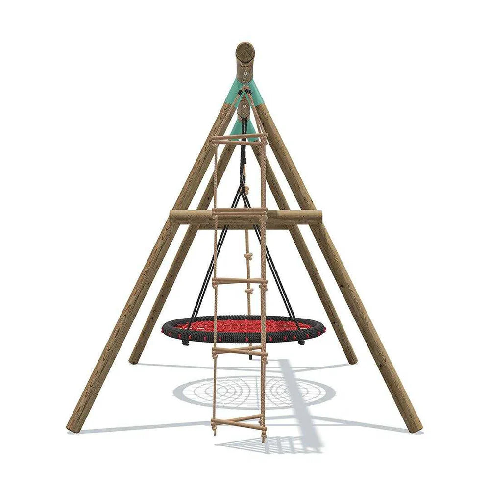 Wild Aussie 3 in 1 Round Nest Wooden Swing Set With Knotted Rope & Ladder