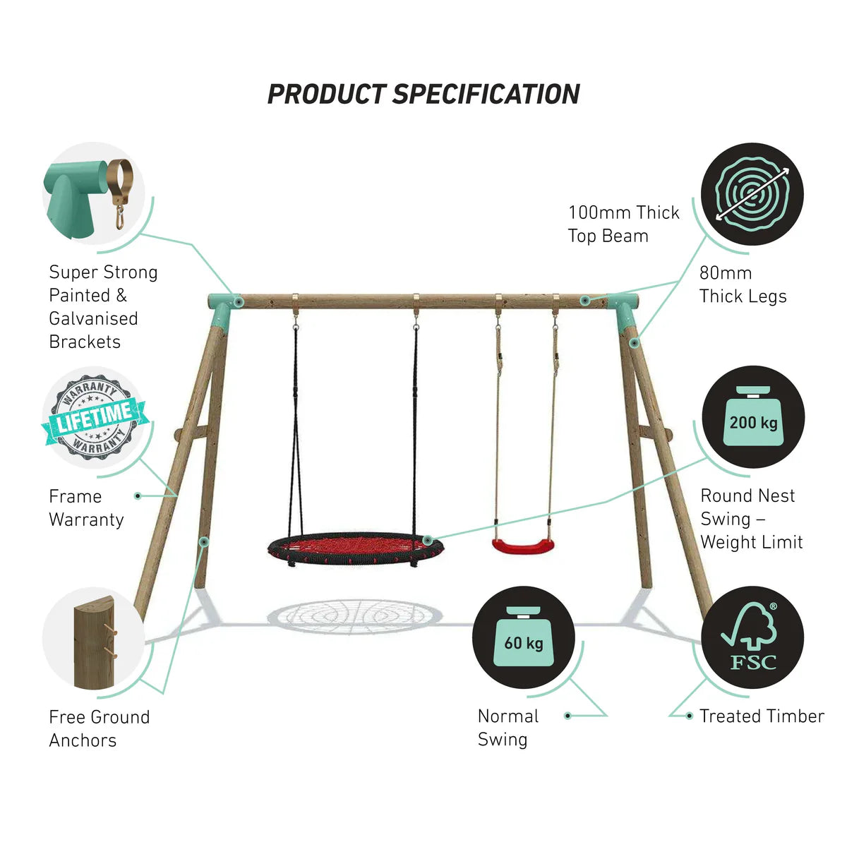 Wild Aussie 120cm Round Nest with Swing Seat