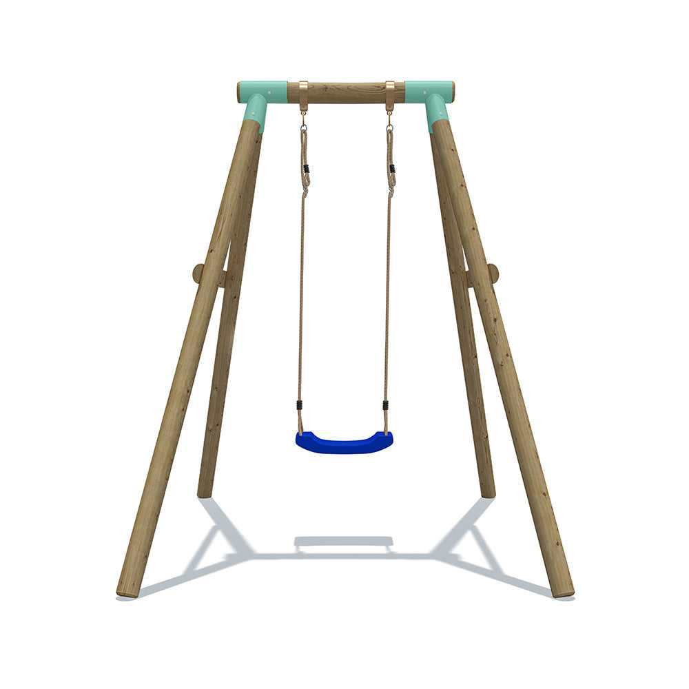 pink,red,lime green,blue,orange and yellow single seat wooden swing 