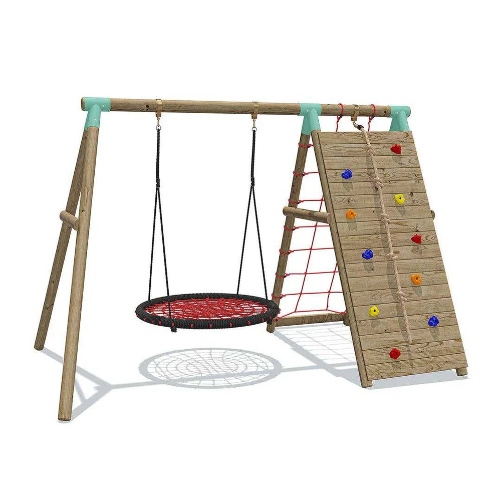 Wild Aussie Wooden Climber & 120cm Nest Swing Set