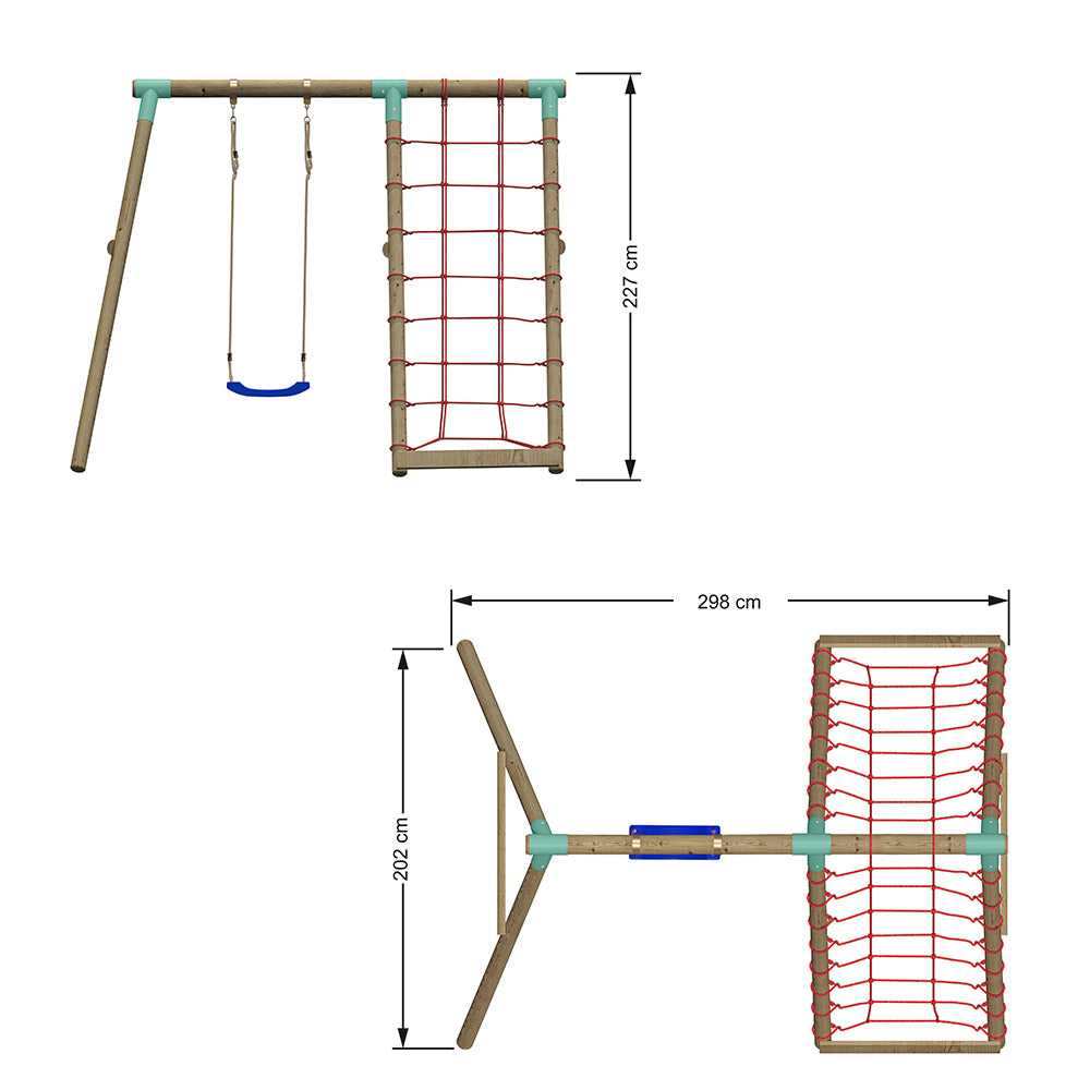 Wild Aussie Wooden Swing Set With Double Cargo Net