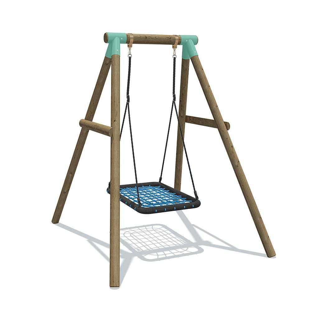 Blue rectangle swing nest seat for wooden swing